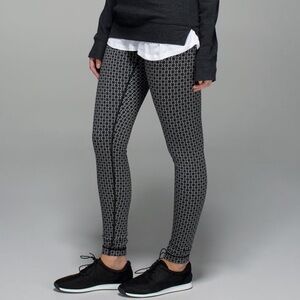 Lululemon Wunder Under Leggings Tri Geo Silver Spoon Black